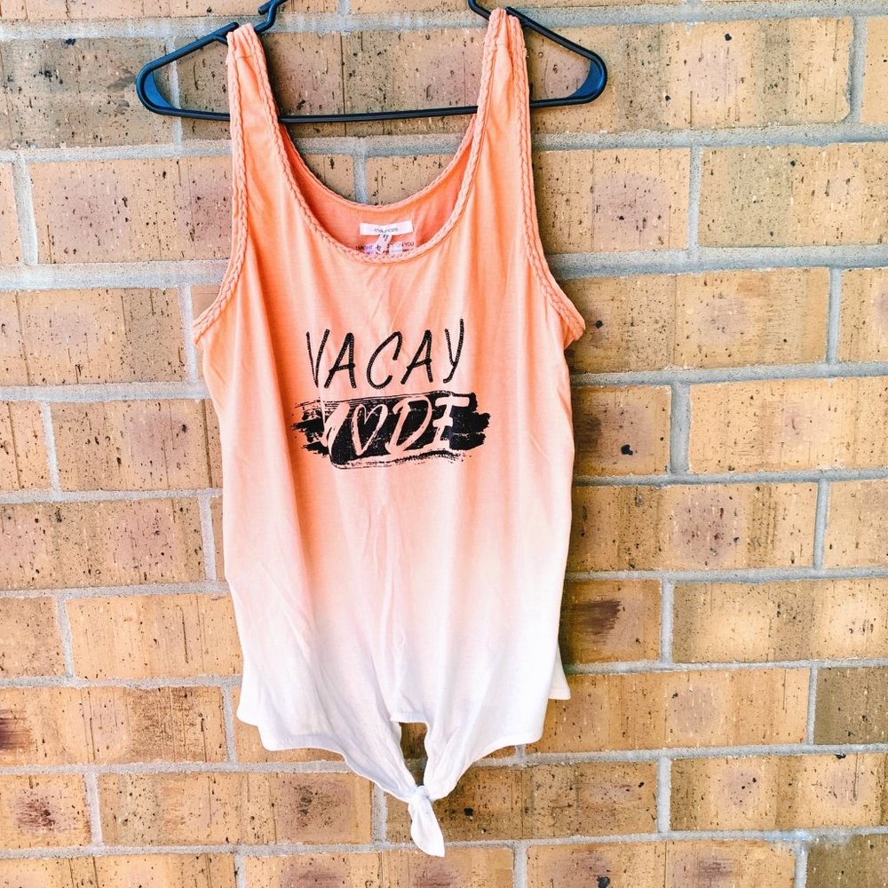 Maurices Vacay Mode Graphic Tank w/ Tie Front